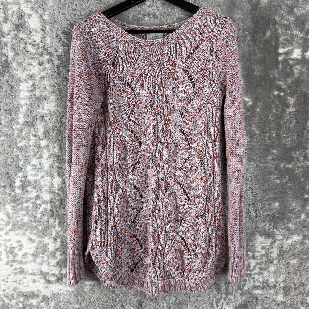 St Johns Bay Size M Cable Knit Casual Sweater Pink Long Sleeve Pullover